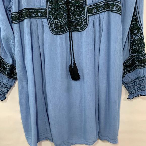 Free People Wind Willow Embroidery Blue Dress - Picture 10 of 12